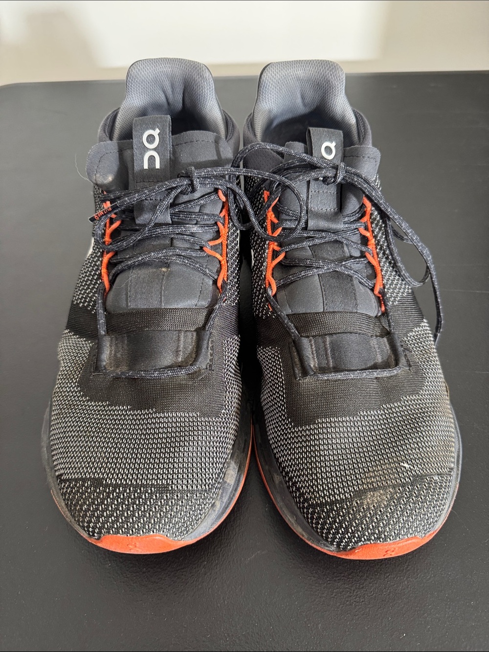 On Cloud mens 10 black CloudBova black flame athletic running shoes - Picture 2 of 7
